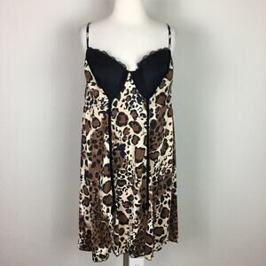 Cacique Black Brown Leopard Underwire Nightie 26/28
